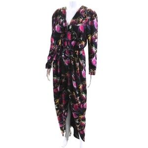 Delfi Collective Lindsay Maxi Dress Size XS Black Pink Tropical Floral